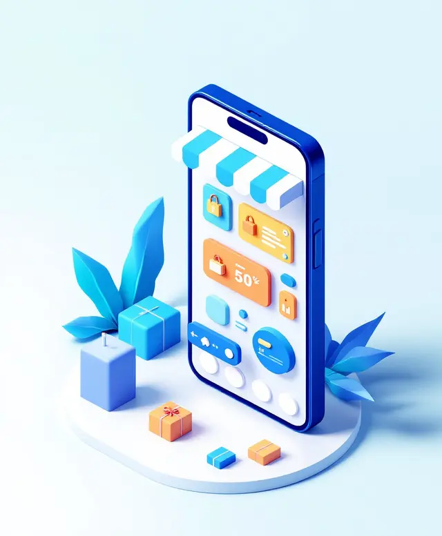 Illustration of a phone showing an online store